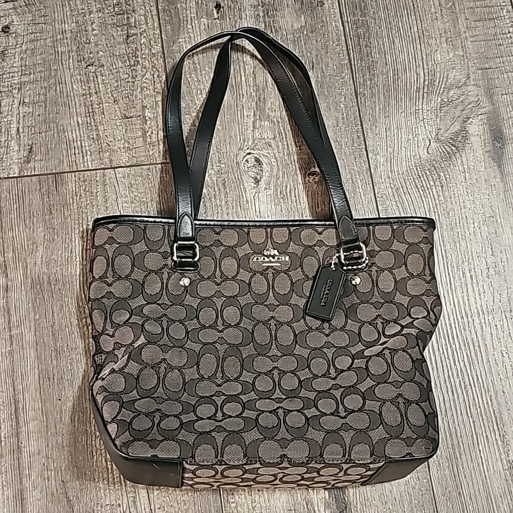 Coach Signature Monogram Canvas Shoulder Bag
